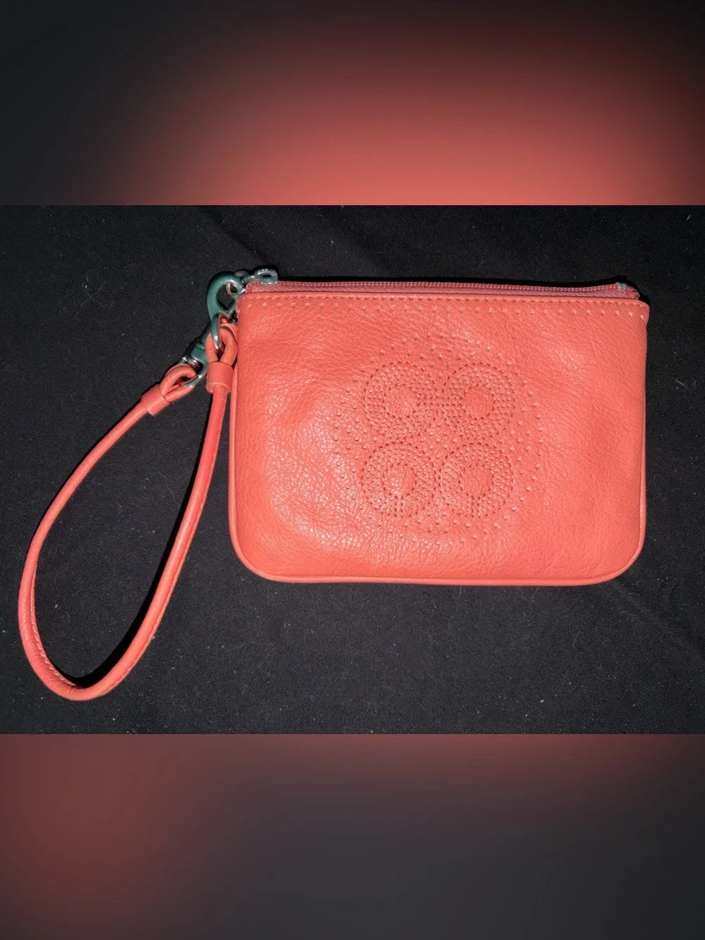 Coach Coral Pebble Leather Wristlet with COA